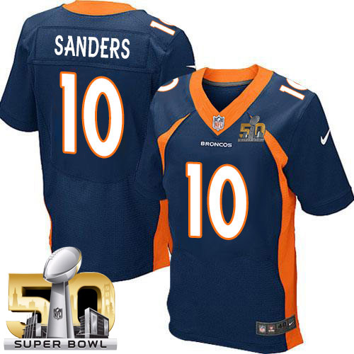 Men's Elite Emmanuel Sanders Super Bowl L Nike Jersey Navy Blue Alternate - #10 NFL Denver Broncos